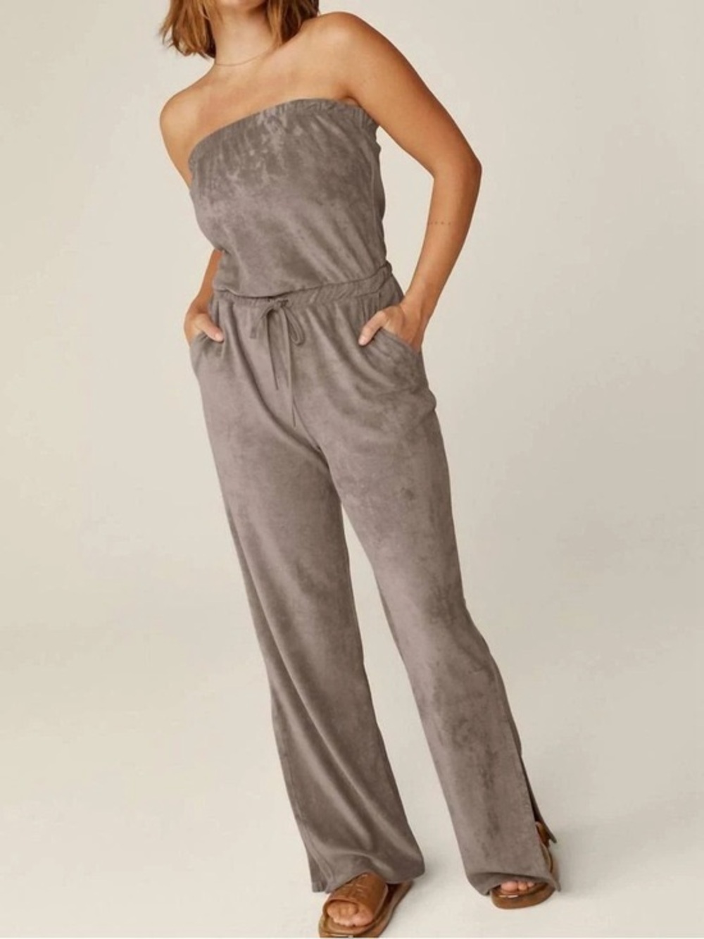 Beyond Yoga Tropez Strapless Wide-Leg Jumpsuit Women’s Size Small